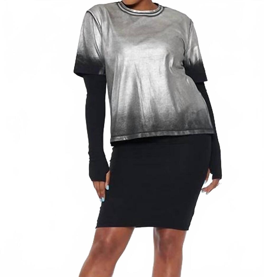 NEW CIRCULAR PATH doubled layer dress in metallic black